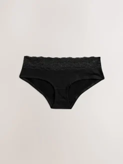 Next Black Short Cotton Lace Knickers 4 Pack Clearance