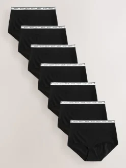 Next Short Cotton Logo Knickers 7 Pack Black Sale