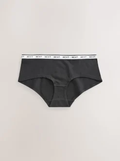 Next Short Cotton Logo Knickers 7 Pack Black Sale