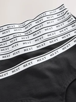 Next Short Cotton Logo Knickers 7 Pack Black Sale