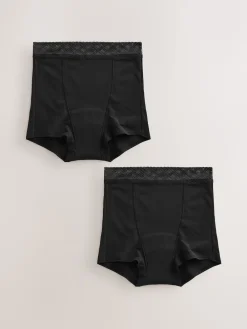 Next Black Short Medium Flow Period Knickers 2 Pack Outlet