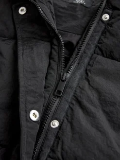 Next Black Shower Resistant Knit Collar Hooded Padded Gilet Sale