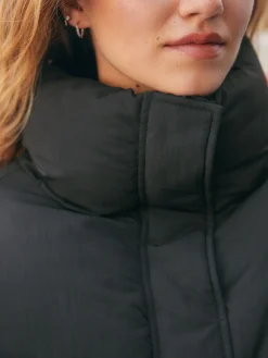 Next Shower Resistant Mid Length Padded Coat Black New