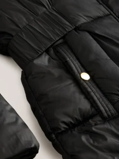 Next Shower Resistant Padded Longline Coat Black
