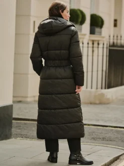 Next Shower Resistant Padded Longline Coat Black