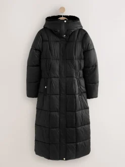 Next Shower Resistant Padded Longline Coat Black