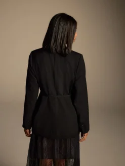 Next Black Single Breasted Skinny Belt Blazer Hot