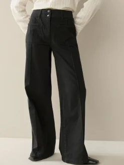 Next Slim Lift and Shape Wide Leg Jeans Black Clearance