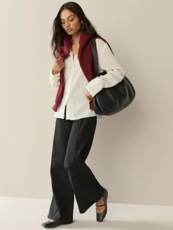 Next Slim Lift and Shape Wide Leg Jeans Black Clearance