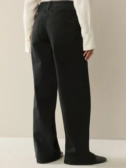 Next Slim Lift and Shape Wide Leg Jeans Black Clearance