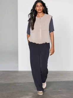 Next Slinky Supersoft Jersey Modal Blend Wide Leg Pull On Trousers Black New