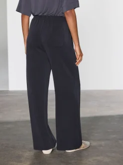 Next Slinky Supersoft Jersey Modal Blend Wide Leg Pull On Trousers Black New