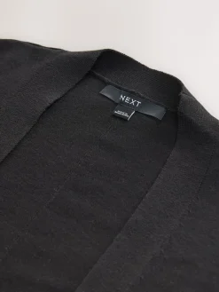 Next Soft Touch Cotton Rich Longline Cardigan Black Online