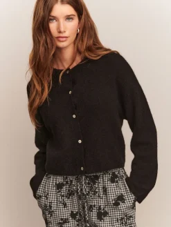Next Soft Touch Crew Neck Knitted Cardigan With Wool Black Outlet