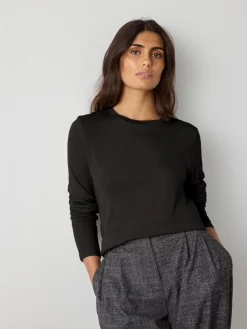 Next Black Soft Touch Lightweight Ribbed Long Sleeve T-Shirt with TENCEL™ Lyocell Hot