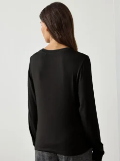 Next Black Soft Touch Lightweight Ribbed Long Sleeve T-Shirt with TENCEL™ Lyocell Hot