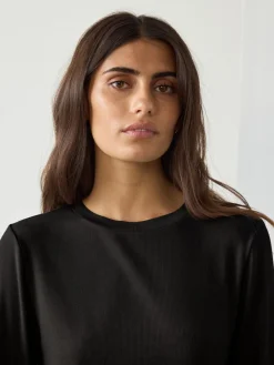 Next Black Soft Touch Lightweight Ribbed Long Sleeve T-Shirt with TENCEL™ Lyocell Hot