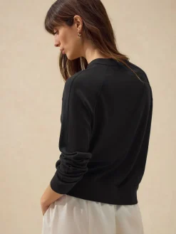 Next Black Soft Touch V-Neck Cotton Rich Button Up Cardigan Hot