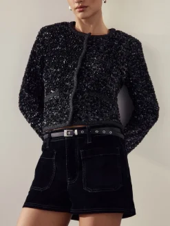 Next Black Sparkle Buckle Satin Skinny Belt Best