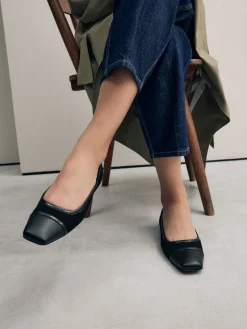 Next Black Square Toe Ballerina Shoes New