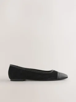 Next Black Square Toe Ballerina Shoes New