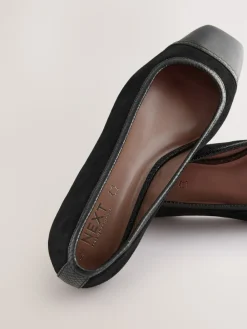 Next Black Square Toe Ballerina Shoes New