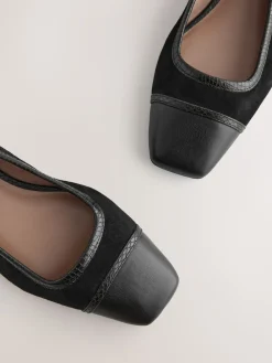 Next Black Square Toe Ballerina Shoes New