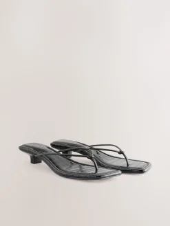 Next Black Square Toe Post Low Heels Best