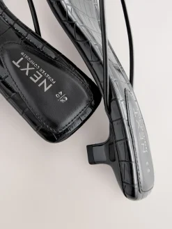 Next Black Square Toe Post Low Heels Best