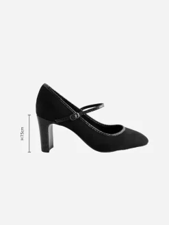 Next Standard Fit Round Toe Mary Jane Block Court Shoes Black Sale