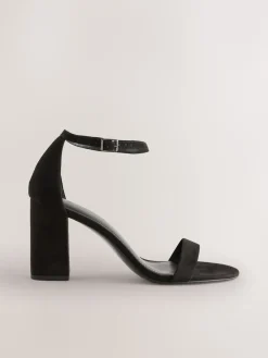 Next Black Standard/Wide Fit Block Heel Sandals Sale