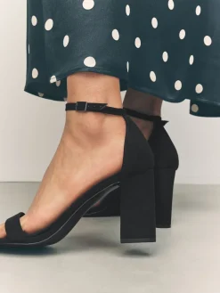 Next Black Standard/Wide Fit Block Heel Sandals Sale