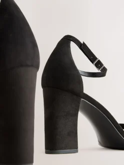 Next Black Standard/Wide Fit Block Heel Sandals Sale