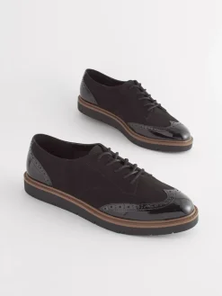 Next Black Standard/Wide Fit Brogue Lace Up Chunky Sole Shoes Discount
