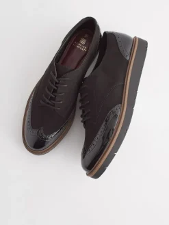 Next Black Standard/Wide Fit Brogue Lace Up Chunky Sole Shoes Discount