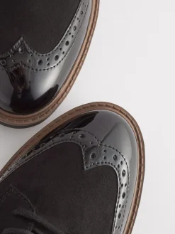 Next Black Standard/Wide Fit Brogue Lace Up Chunky Sole Shoes Discount