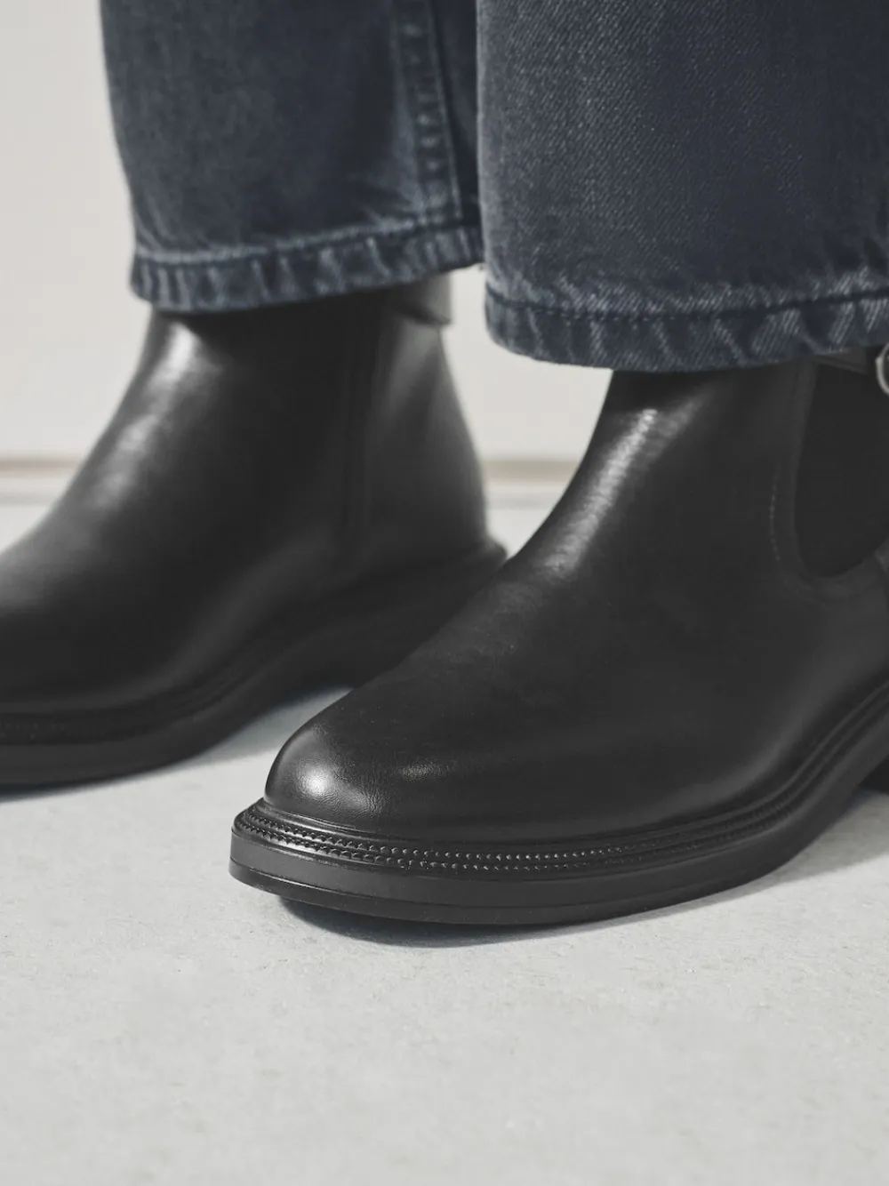 Next Standard/Wide Fit Buckled Chelsea Boots Black New