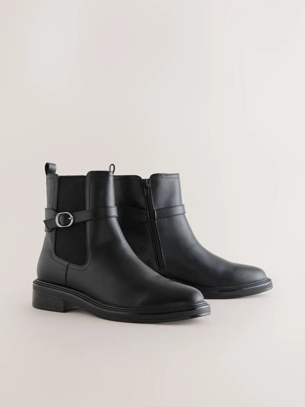 Next Standard/Wide Fit Buckled Chelsea Boots Black New