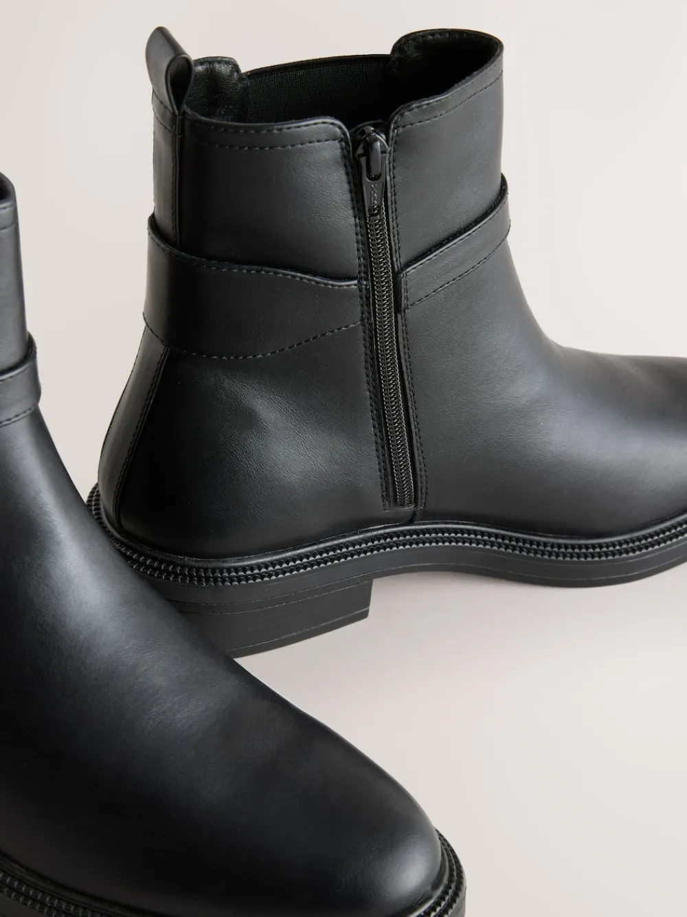 Next Standard/Wide Fit Buckled Chelsea Boots Black New