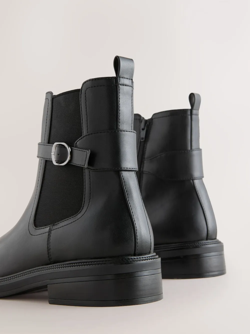 Next Standard/Wide Fit Buckled Chelsea Boots Black New