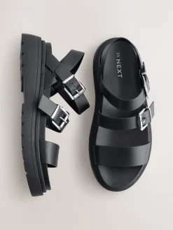 Next Standard/Wide Fit Chunky Buckled Sandals Black Hot