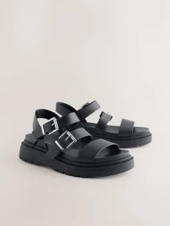 Next Standard/Wide Fit Chunky Buckled Sandals Black Hot