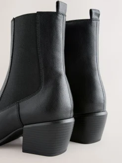 Next Standard/Wide Fit Chelsea Style Western Cowboy Boots Black New