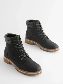 Next Standard/Wide Fit Forever Comfort® Casual Lace-Up Ankle Boots Black Outlet