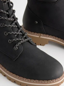 Next Standard/Wide Fit Forever Comfort® Casual Lace-Up Ankle Boots Black Outlet