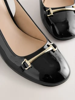 Next Standard/Wide Fit Hardware Slingback Block Heels Black Discount
