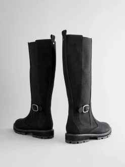 Next Standard/Wide Fit Knee High Buckle Chelsea Boots Black Sale