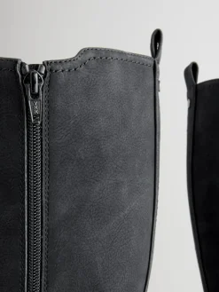 Next Standard/Wide Fit Knee High Buckle Chelsea Boots Black Sale