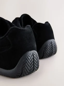 Next Forever Comfort® Leather Slimsole Lace-Up Trainers Black Suede Outlet