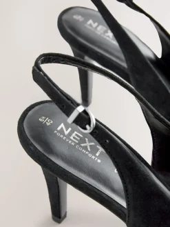 Next Forever Comfort® Leather Pointed Cutout Bow Slingback Heels Black Suede Best